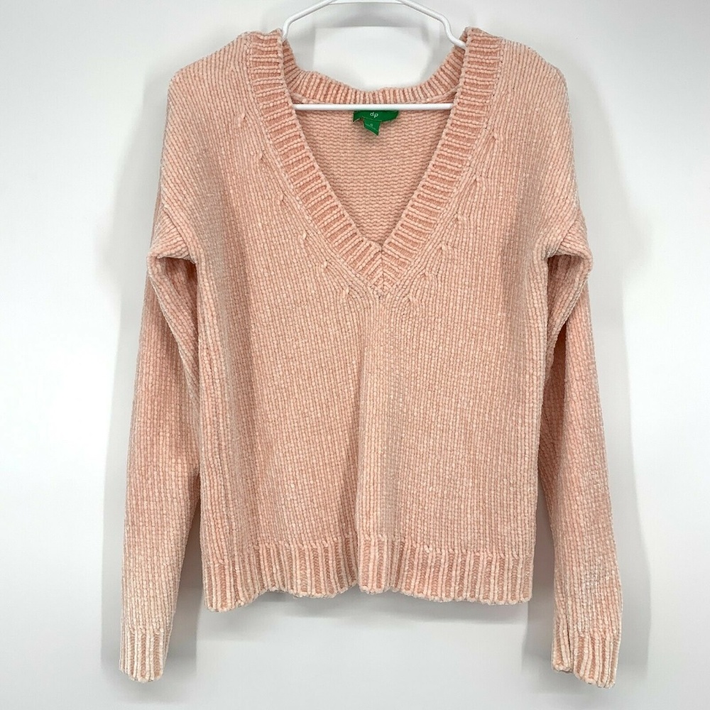 Dip Sweater Womens Size Small Pink V Neck Soft Chenille Pullover Long Sleeve - Picture 1 of 9